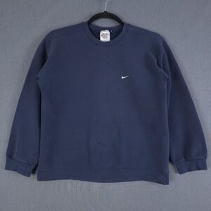 Vintage Nike Crewneck Sweatshirt Mens Medium Faded Blue Mini Swoosh Y2K Pullover